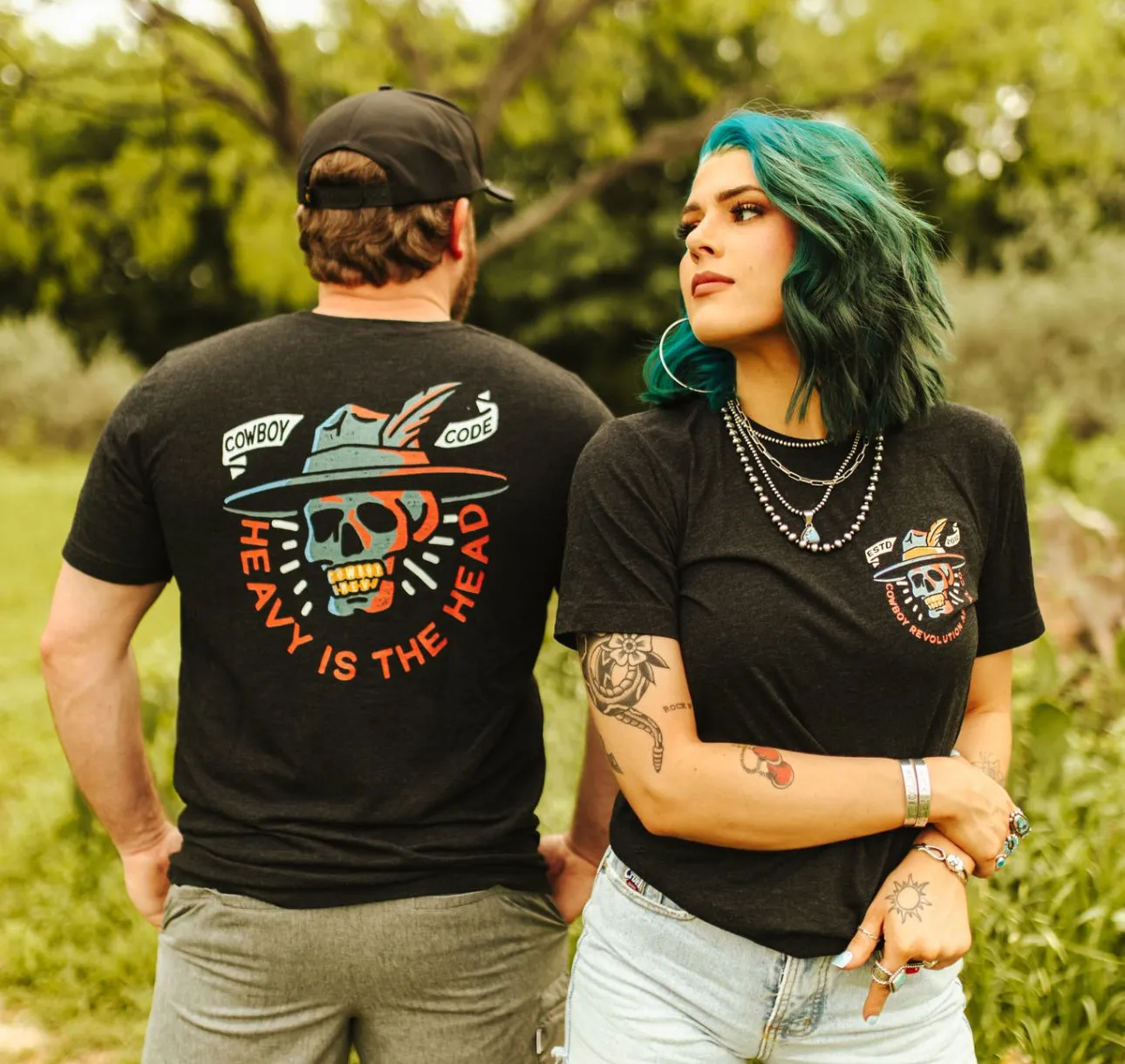 "Heavy Is The Head" Cowboy Revolution Short Sleeve Tri-Blend Tee