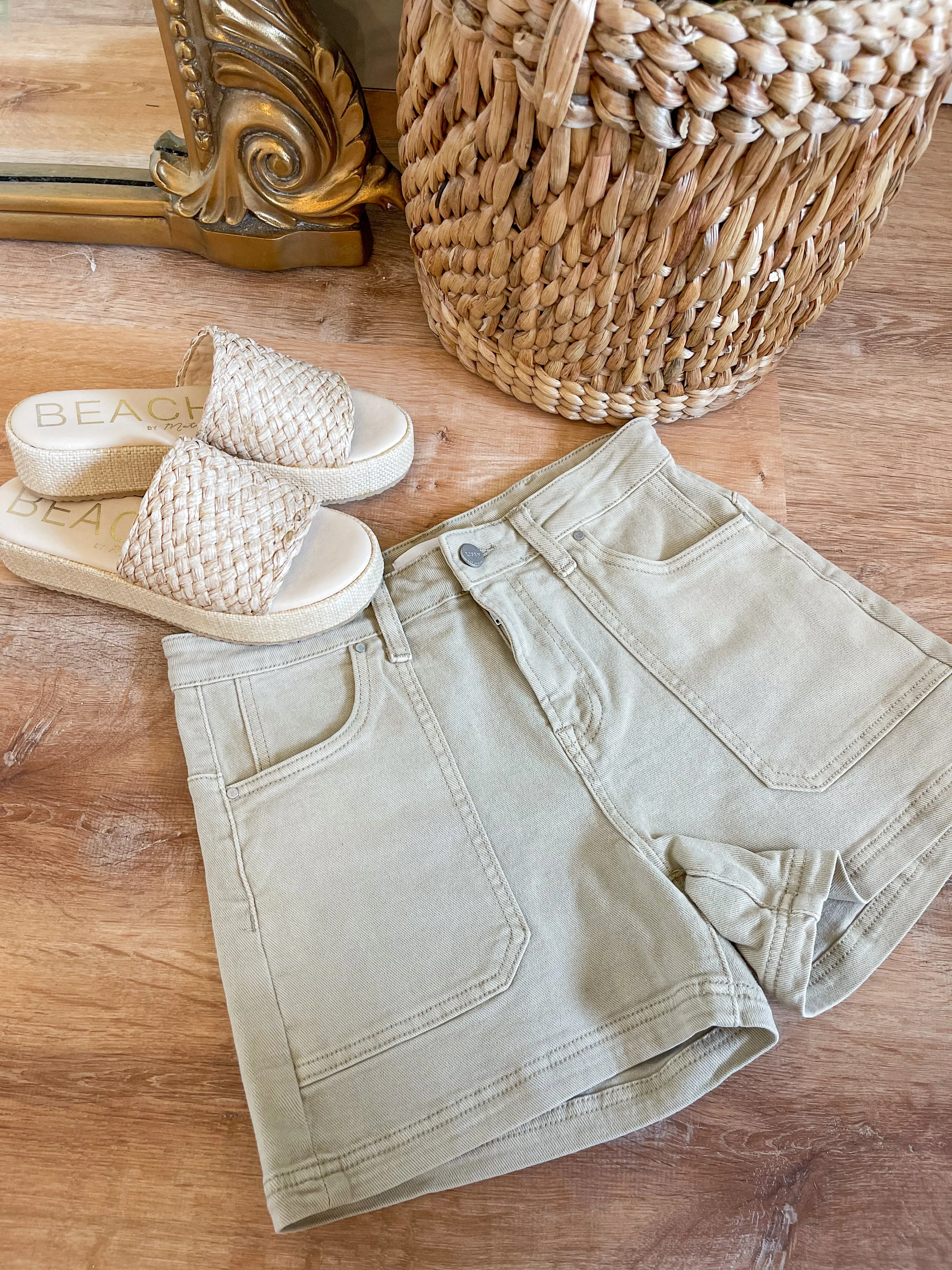 Risen Bud Midi Rise Front Patch Pocket Shorts *FINAL SALE*