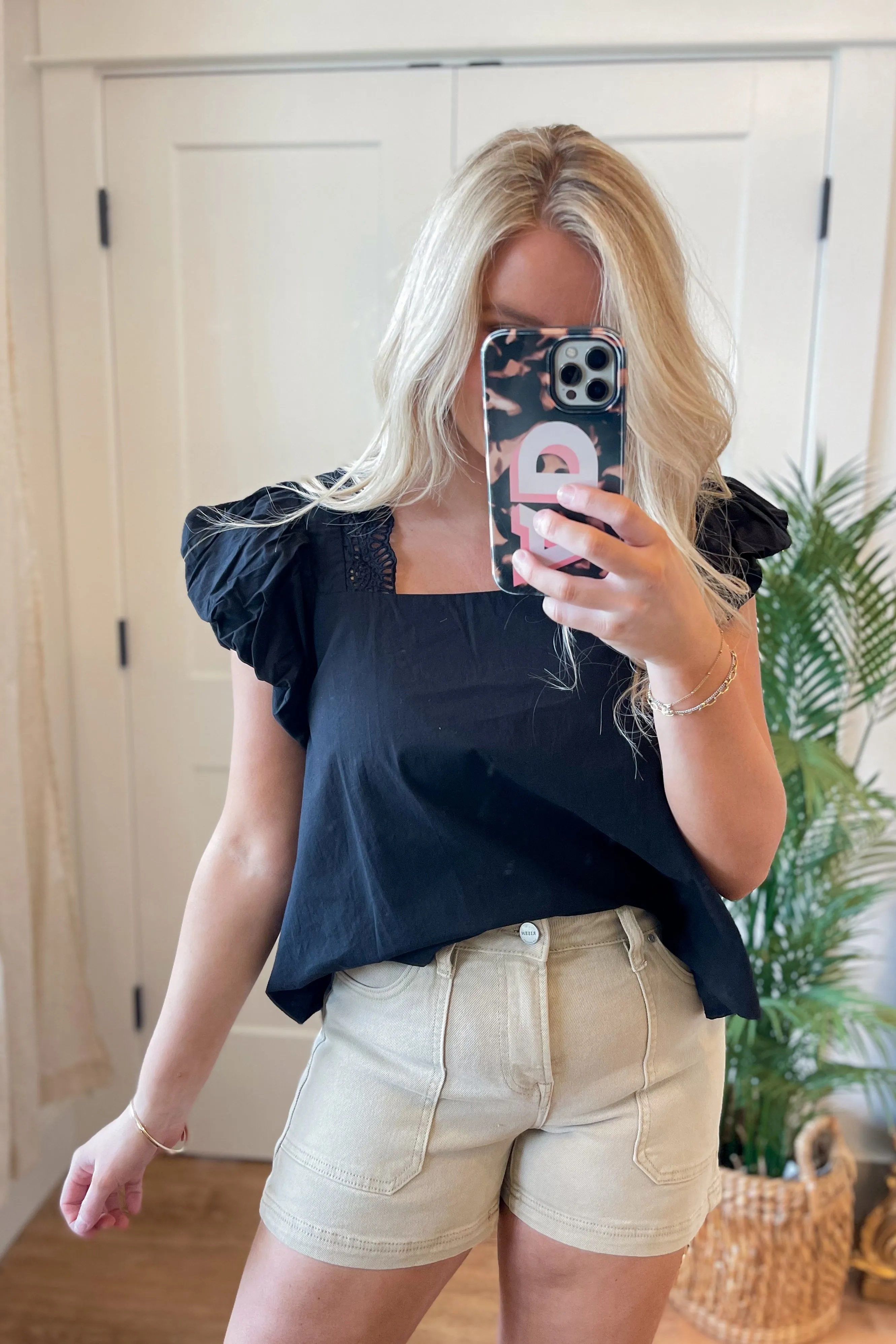 Risen Bud Midi Rise Front Patch Pocket Shorts *FINAL SALE*