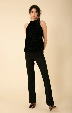 Romy Solid Velvet Burnout Halter Top
