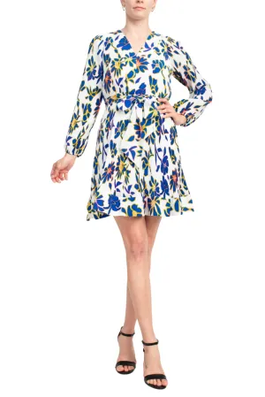Taylor Floral Belted V-Neck Crepe Dress Taylor Floral Belted V-Neck Crepe Dress