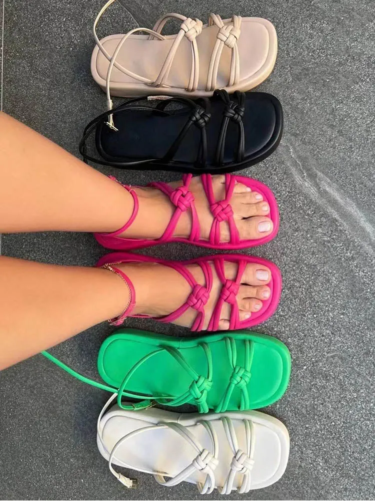 Toleet Knotted Strap Flat Sandals