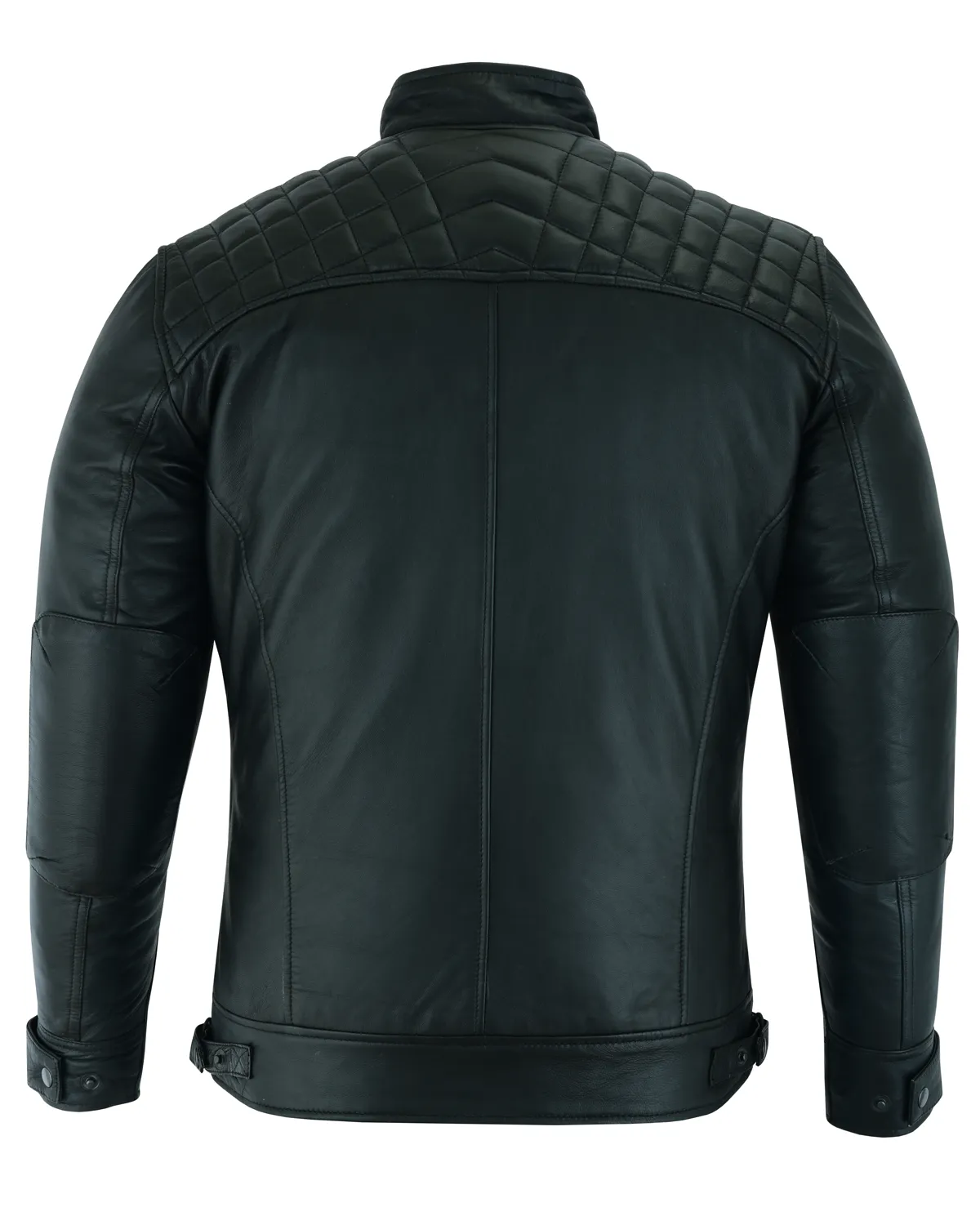 Vance Leather Men's Cafe Racer Gatsby Black Waxed Lambskin Motorcycle Leather Jacket