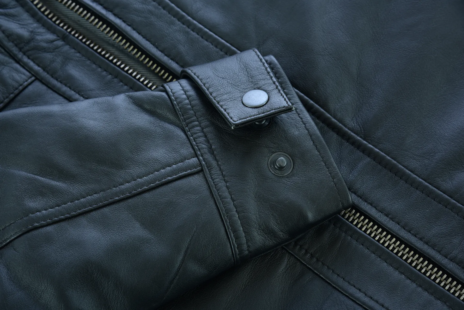 Vance Leather Men's Cafe Racer Gatsby Black Waxed Lambskin Motorcycle Leather Jacket