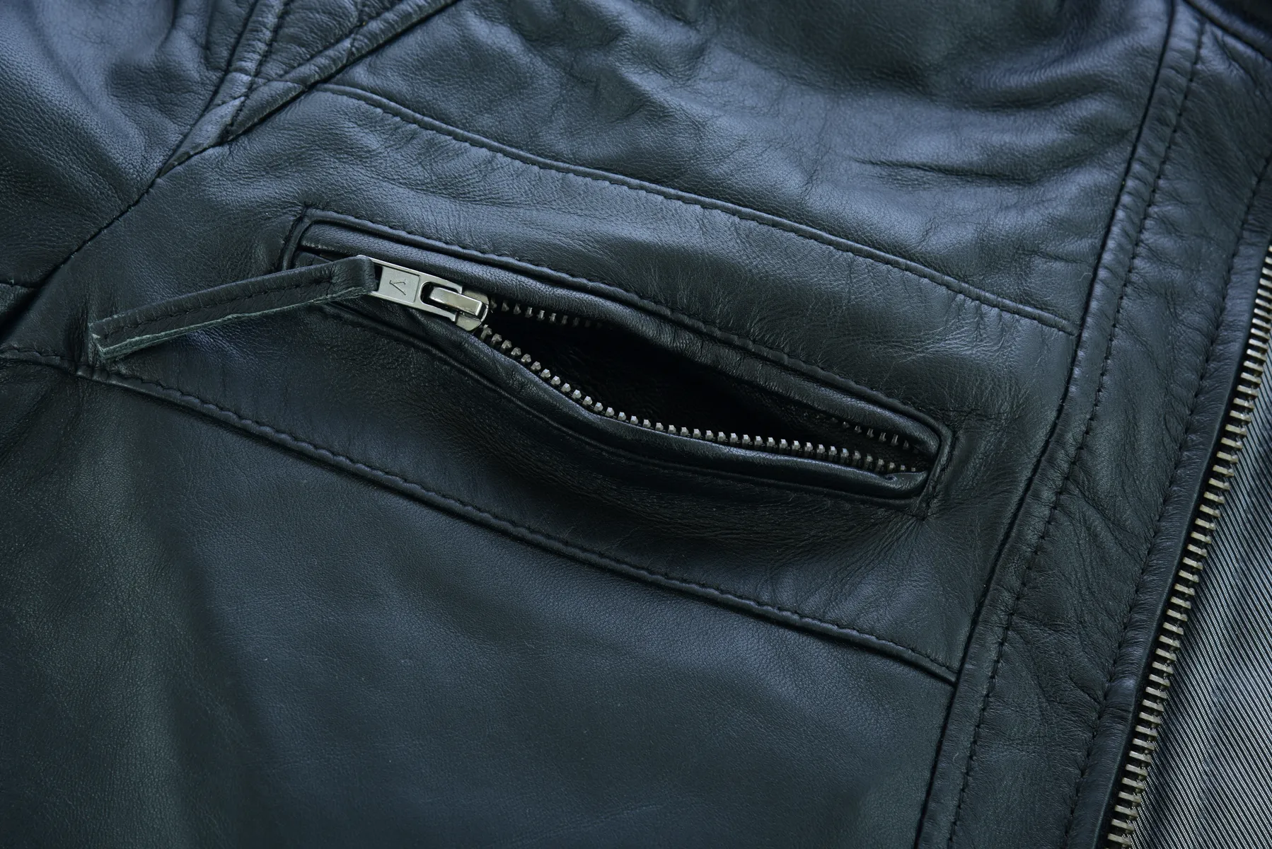 Vance Leather Men's Cafe Racer Gatsby Black Waxed Lambskin Motorcycle Leather Jacket
