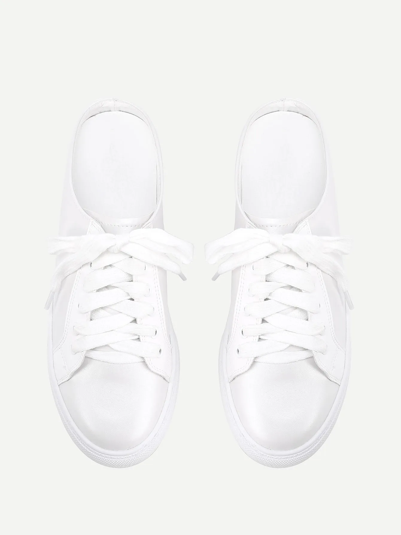 White Lace Up Mule Sneakers
