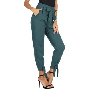Women High Waist Regular Fit Pencil Pants With Bow-Knot Pockets