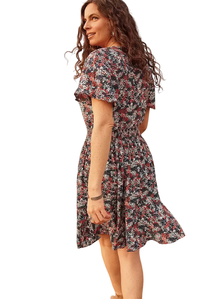 Wrangler Women's Retro Flutter Floral Snap Front Dress