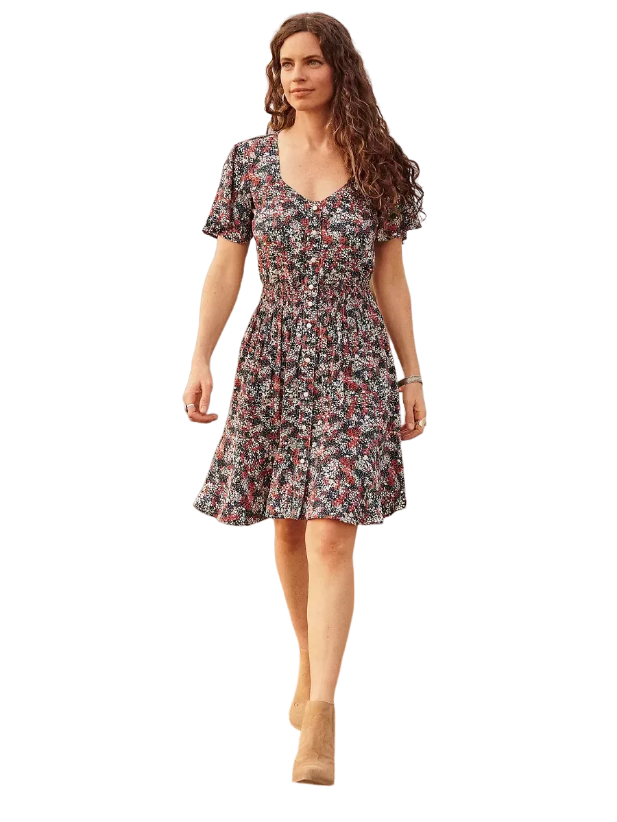 Wrangler Women's Retro Flutter Floral Snap Front Dress